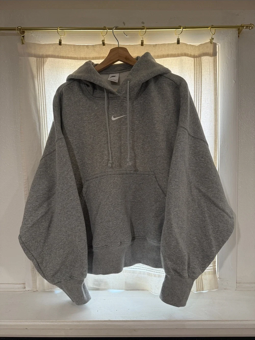 Nike Gray Crewneck Hoodie with White Swoosh